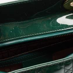 Pre Owned Dior Green Cannage Patent Leather Large Lady Dior Tote