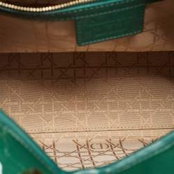 Pre Owned Dior Green Cannage Patent Leather Large Lady Dior Tote