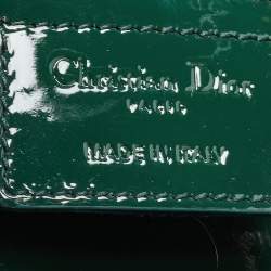 Pre Owned Dior Green Cannage Patent Leather Large Lady Dior Tote