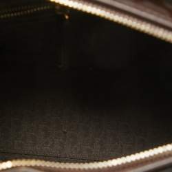 Pre Owned Dior Dark Brown Cannage Patent Leather Large Lady Dior Tote