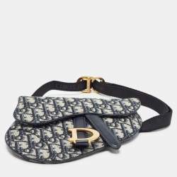 Dior Blue Oblique Canvas and Leather Saddle Belt Bag