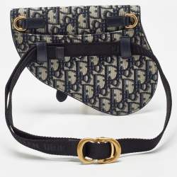 Dior Blue Oblique Canvas and Leather Saddle Belt Bag