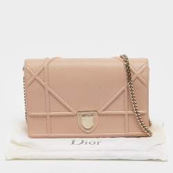 Pre Owned Dior Beige Leather Diorama Wallet on Chain