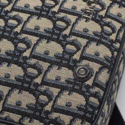 Pre Owned Dior Navy Blue Oblique Canvas and Leather Kid Messenger Bag