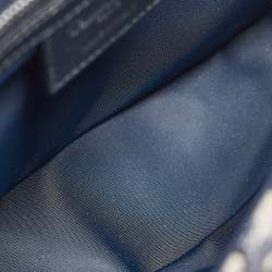 Pre Owned Dior Navy Blue Oblique Canvas and Leather Kid Messenger Bag