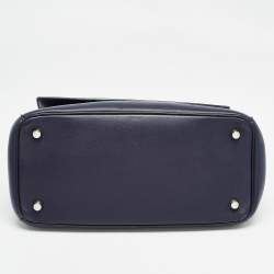 Dior Navy Blue/Silver Leather Small Be Dior Flap Top Handle Bag