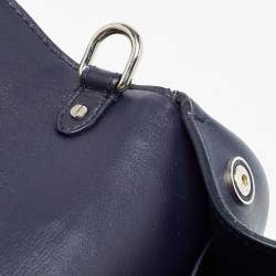 Dior Navy Blue/Silver Leather Small Be Dior Flap Top Handle Bag