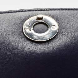 Dior Navy Blue/Silver Leather Small Be Dior Flap Top Handle Bag