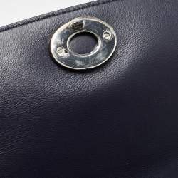 Dior Navy Blue/Silver Leather Small Be Dior Flap Top Handle Bag