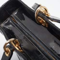 Pre Owned Dior Black Cannage Patent Leather Large Lady Dior Tote
