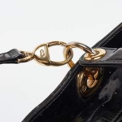 Pre Owned Dior Black Cannage Patent Leather Large Lady Dior Tote
