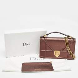 Pre Owned Dior Bronze Leather Diorama Top Handle Bag