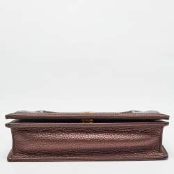 Pre Owned Dior Bronze Leather Diorama Top Handle Bag