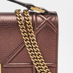 Pre Owned Dior Bronze Leather Diorama Top Handle Bag