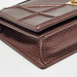 Pre Owned Dior Bronze Leather Diorama Top Handle Bag