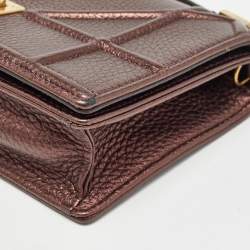 Pre Owned Dior Bronze Leather Diorama Top Handle Bag