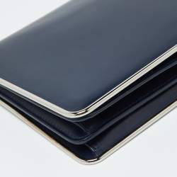 Pre Owned Dior Blue Leather Metal Flap Clutch