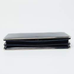 Pre Owned Dior Blue Leather Metal Flap Clutch