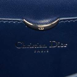 Pre Owned Dior Blue Leather Metal Flap Clutch