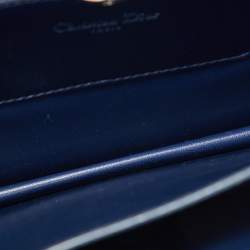 Pre Owned Dior Blue Leather Metal Flap Clutch