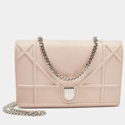 Dior Light Pink Leather Diorama Wallet on Chain