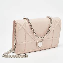 Dior Light Pink Leather Diorama Wallet on Chain