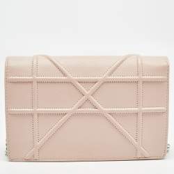 Dior Light Pink Leather Diorama Wallet on Chain