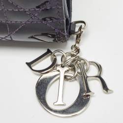 Pre Owned Dior Purple Cannage Patent Leather Lady Dior 5 Gusset Card Holder