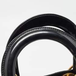 Pre Owned Dior Black Cannage Patent Leather Large Lady Dior Tote