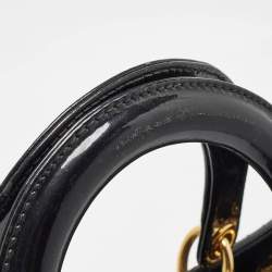 Pre Owned Dior Black Cannage Patent Leather Large Lady Dior Tote