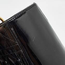 Pre Owned Dior Black Cannage Patent Leather Large Lady Dior Tote