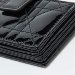 Pre Owned Dior Black Cannage Patent Leather Lady Dior 5 Gusset Card Holder