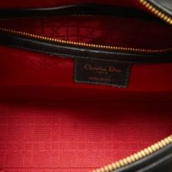 Pre Owned Dior Black Cannage Leather Large Lady Dior Tote