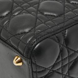 Pre Owned Dior Black Cannage Leather Large Lady Dior Tote