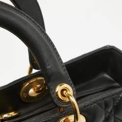 Pre Owned Dior Black Cannage Leather Large Lady Dior Tote