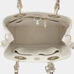 Dior White Leather Medium The Lady 95.22 Top Handle Bag