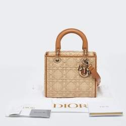 Dior Beige Raffia and Leather Medium Lady Dior Tote