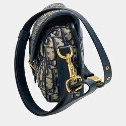 Dior Navy Blue Oblique Canvas Medium Bobby Shoulder Bag