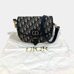 Dior Navy Blue Oblique Canvas Medium Bobby Shoulder Bag