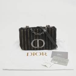 Dior Black/Gold Embroidered Fabric Small Caro Shoulder Bag