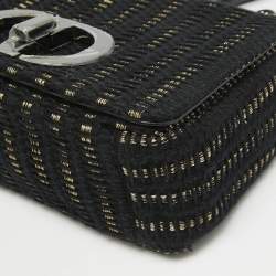 Dior Black/Gold Embroidered Fabric Small Caro Shoulder Bag