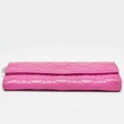 Dior Pink Cannage Leather Lady Dior Wallet on Chain