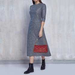 Pre Owned Dior Red Cannage Leather Delices Gaufre Flap Shoulder Bag