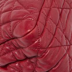 Pre Owned Dior Red Cannage Leather Delices Gaufre Flap Shoulder Bag