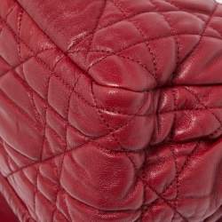 Pre Owned Dior Red Cannage Leather Delices Gaufre Flap Shoulder Bag
