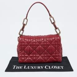 Pre Owned Dior Red Cannage Leather Delices Gaufre Flap Shoulder Bag