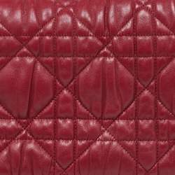 Pre Owned Dior Red Cannage Leather Delices Gaufre Flap Shoulder Bag
