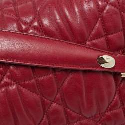 Pre Owned Dior Red Cannage Leather Delices Gaufre Flap Shoulder Bag