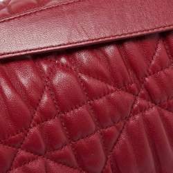 Pre Owned Dior Red Cannage Leather Delices Gaufre Flap Shoulder Bag