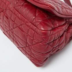 Pre Owned Dior Red Cannage Leather Delices Gaufre Flap Shoulder Bag